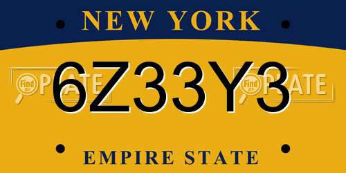 6Z33Y3 New York License Plate