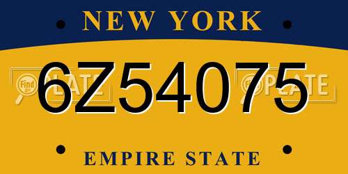 6Z54075 New York License Plate