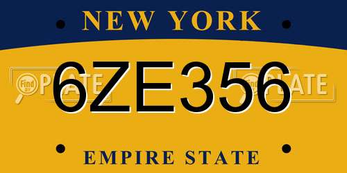6ZE356 New York License Plate
