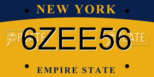 6ZEE56 New York License Plate