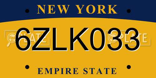 6ZLK033 New York License Plate