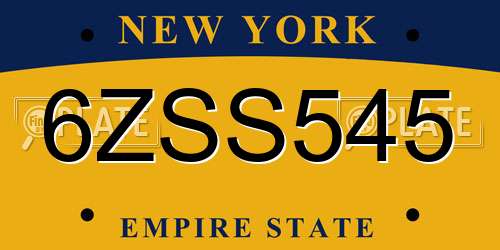 6ZSS545 New York License Plate