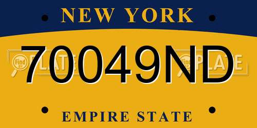 70049ND New York License Plate