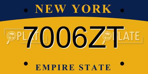 7006ZT New York License Plate