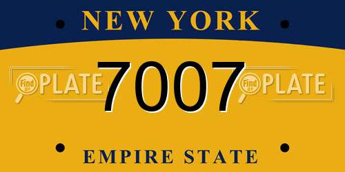 7007 New York License Plate