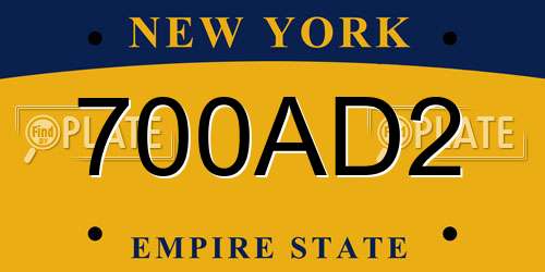 700AD2 New York License Plate