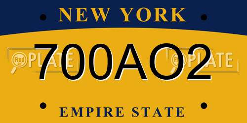 700AO2 New York License Plate