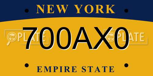 700AX0 New York License Plate