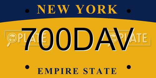 700DAV New York License Plate