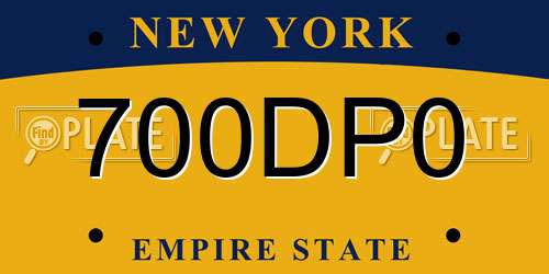 700DP0 New York License Plate