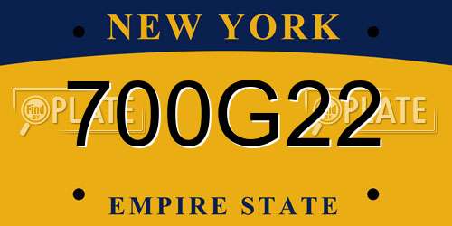 700G22 New York License Plate