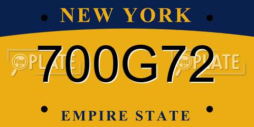 700G72 New York License Plate
