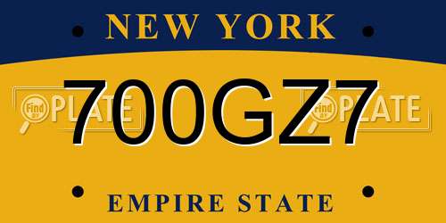 700GZ7 New York License Plate