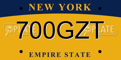 700GZT New York License Plate