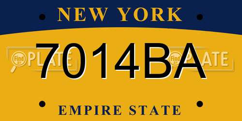7014BA New York License Plate
