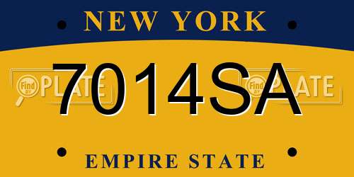 7014SA New York License Plate