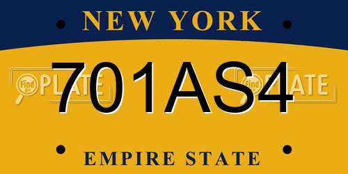 701AS4 New York License Plate