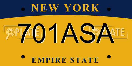 701ASA New York License Plate