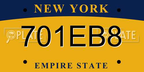 701EB8 New York License Plate