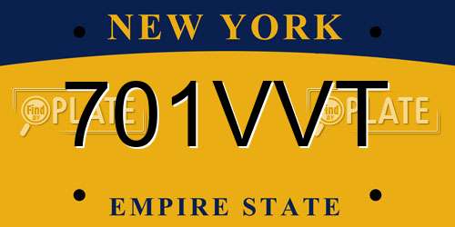 701VVT New York License Plate
