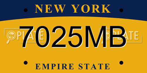 7025MB New York License Plate