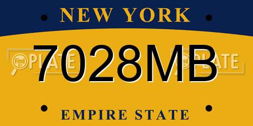 7028MB New York License Plate