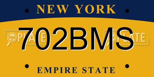 702BMS New York License Plate