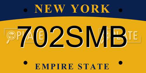 702SMB New York License Plate