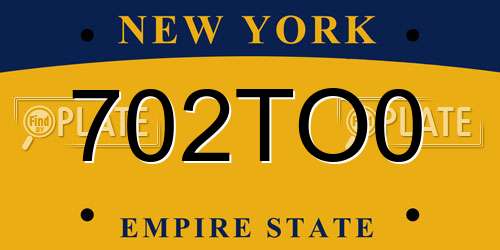 702TO0 New York License Plate