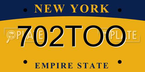 702TOO New York License Plate