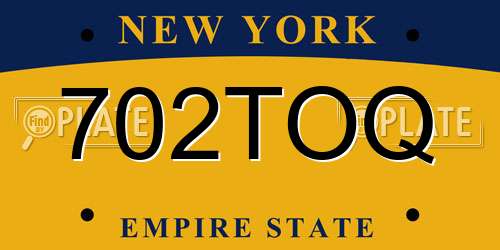 702TOQ New York License Plate