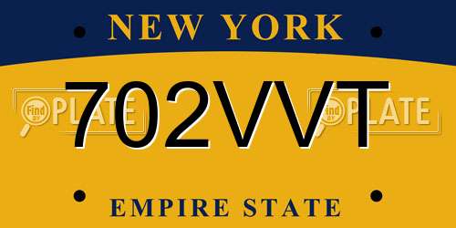 702VVT New York License Plate