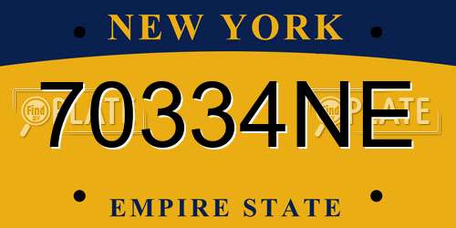 70334NE New York License Plate