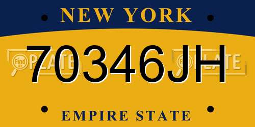 70346JH New York License Plate