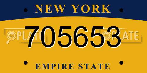 705653 New York License Plate