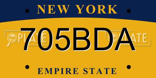 705BDA New York License Plate