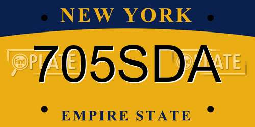 705SDA New York License Plate
