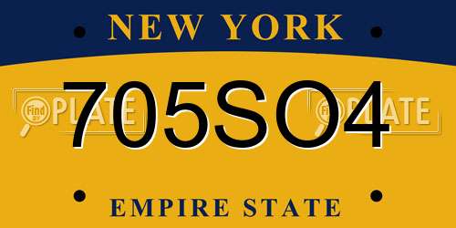 705SO4 New York License Plate
