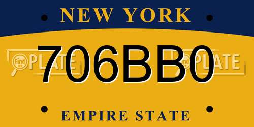 706BB0 New York License Plate