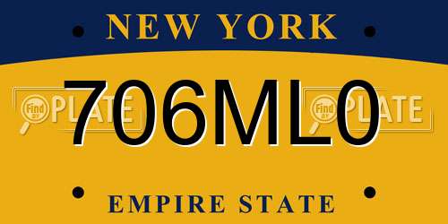 706ML0 New York License Plate