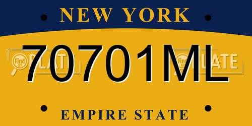 70701ML New York License Plate