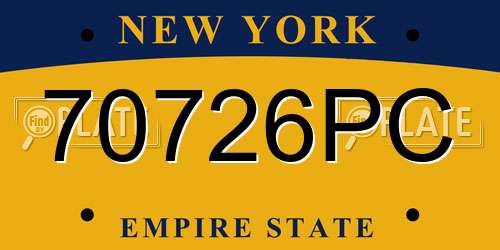 70726PC New York License Plate