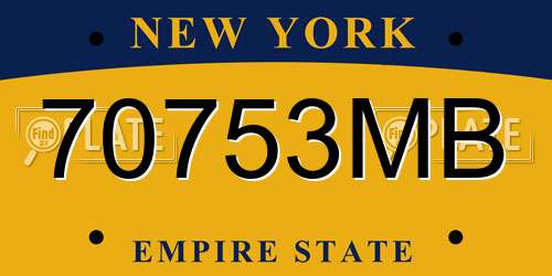 70753MB New York License Plate