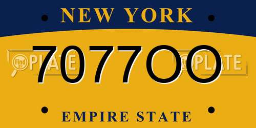 7077OO New York License Plate