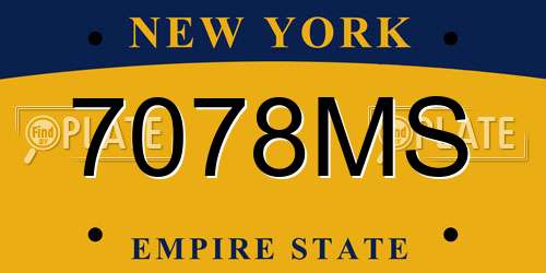 7078MS New York License Plate