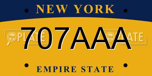 707AAA New York License Plate