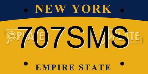 707SMS New York License Plate