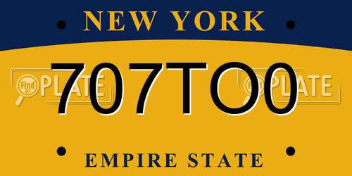 707TO0 New York License Plate