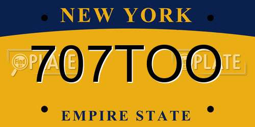 707TOO New York License Plate