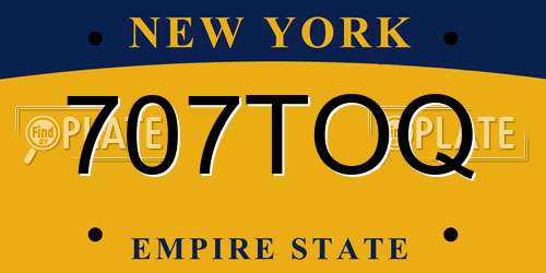 707TOQ New York License Plate